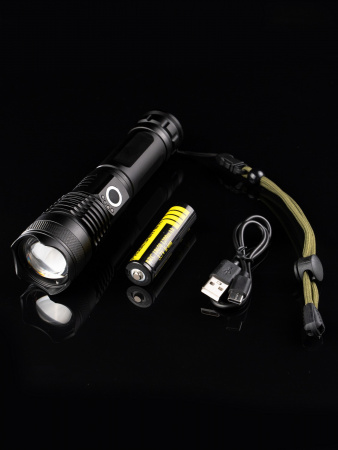 Многофункциональный тактический фонарик P50 (USB-кабель и литиевая батарея 18650)