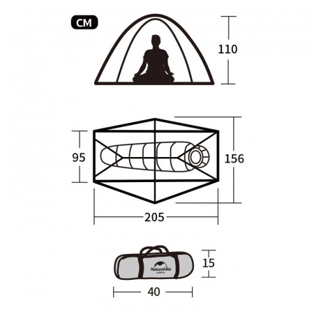 Палатка Naturehike Cycling Ultralight 1 Man Tent + Mats 20D Silica Orange