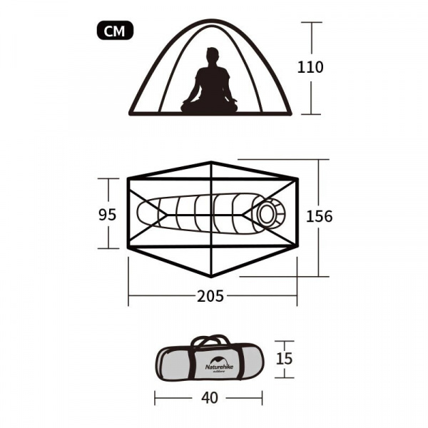 Палатка Naturehike Cycling Ultralight 1 Man Tent + Mats 20D Silica Orange