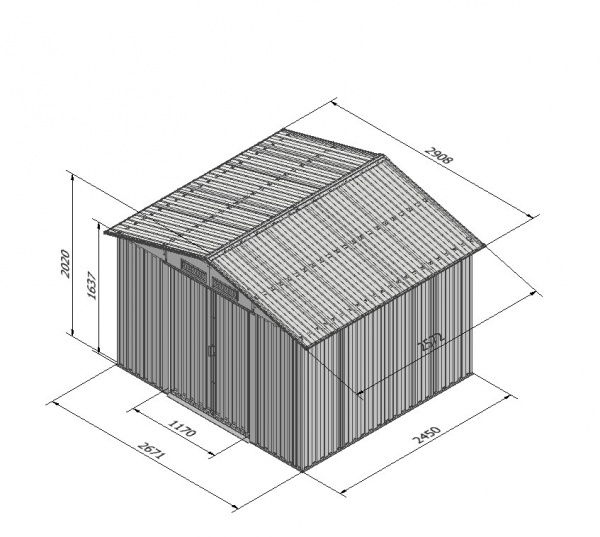 Металлический сарай GreenStorage Арчер D (зеленый)