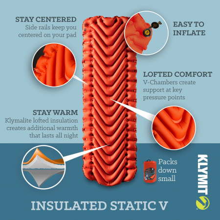 Надувной коврик Klymit Insulated Static V (оранжевый) 